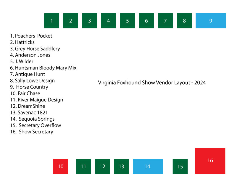 vendor booth layout for Virginia Foxhound Show