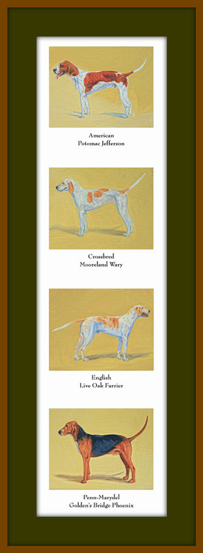 Print showing 4 hound types
